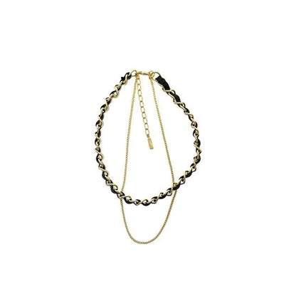 Leather Stitch Chain Necklace