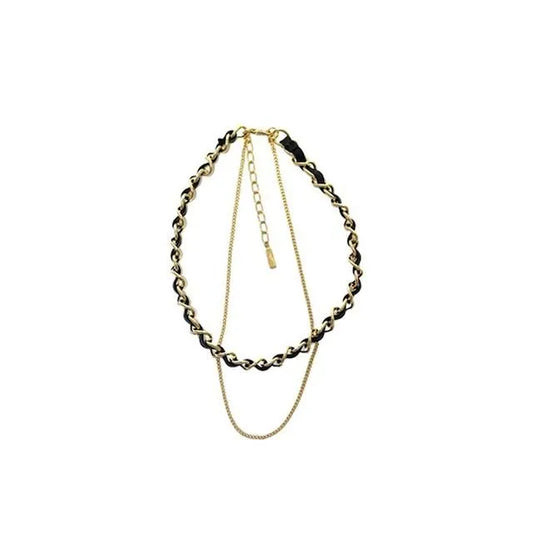 Leather Stitch Chain Necklace